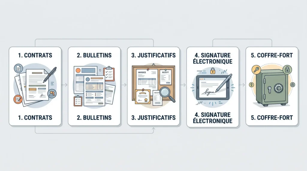 Comparaison des fonctions documentaires à vérifier dans un logiciel RH